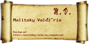 Malitsky Valéria névjegykártya